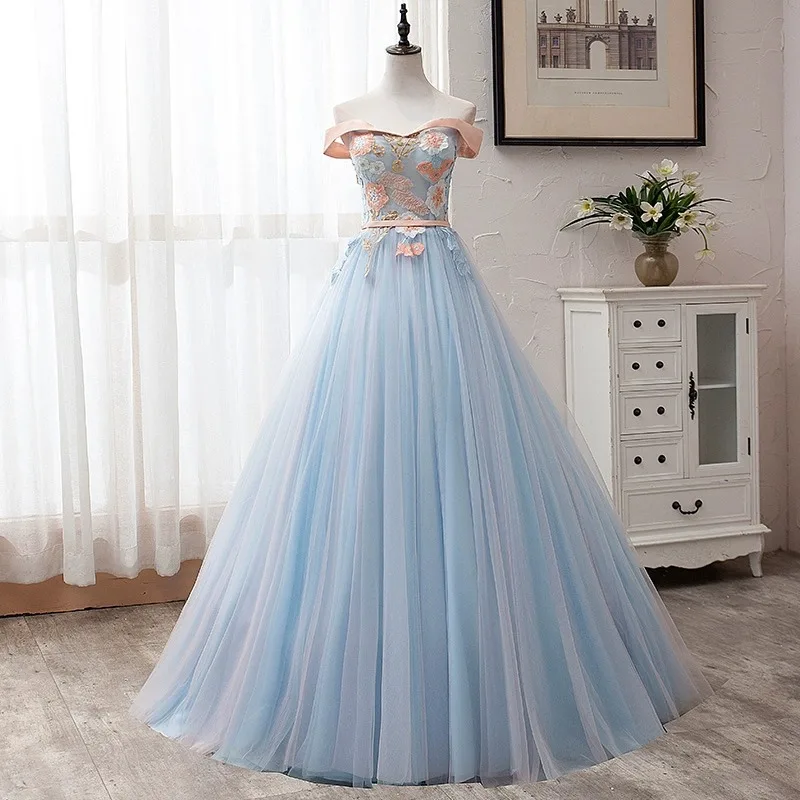

2025 Piano Dance Quinceanera Dresses Singing Performance Ball Gown Colored Yarn Host Art Examination Studio Flower Evening Dress