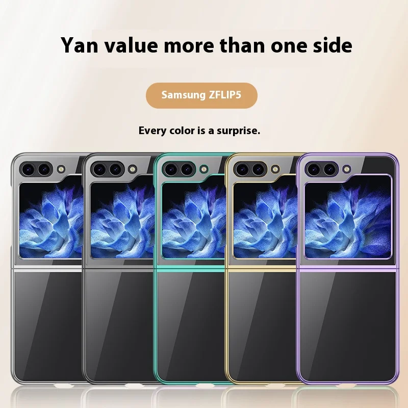 Fashionable Anti Fall Electroplated Phone Case Suitable For Samsung Z Flip 5 Ultra-thin Transparent Back Cover