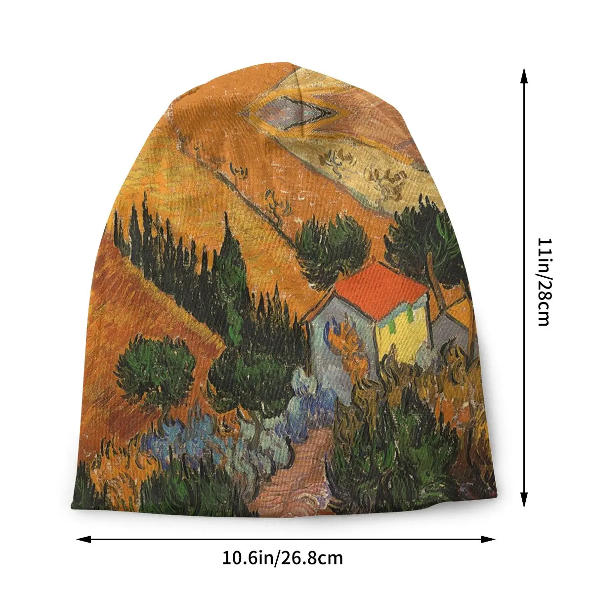 Field Paints Impressionism Van Gogh Cap Men Women Paragraph Beanie Fashion Hundred Take Ins Pullover Slouch Hiphop Thin Unisex