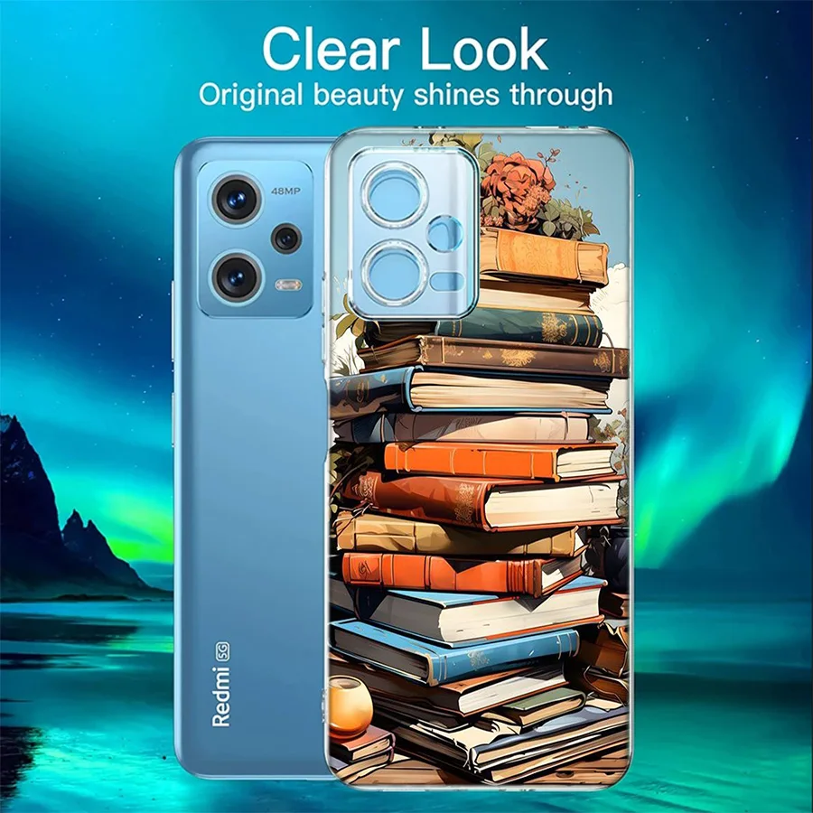 Read Books illustration Reading Books Cover Case For Xiaomi Redmi Note 12S 12 11 Pro Plus 11T 11S 10 5G 10S 9 9T 9S 8 8T 7 5 Pro