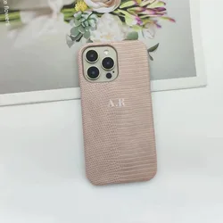 Personalised Customized Name Leather Case For iPhone 16 15 14 13 12 17 Pro Max Initials Letters kafr saya Cover 13 14 15 Pro Max