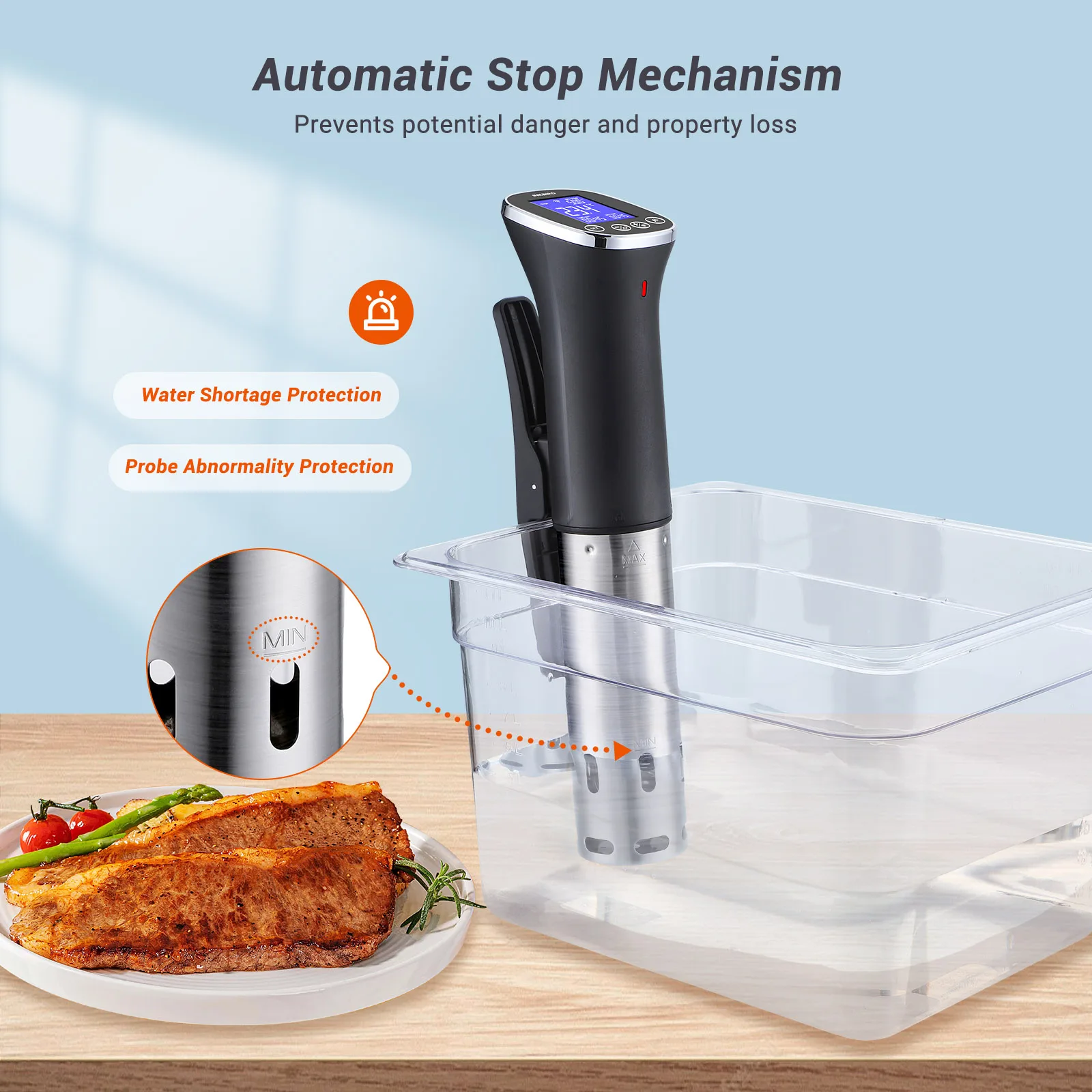 Imagem -04 - Inkbird-waterproof Wifi Sous Vide Machine App Controle Remoto Receita Alarmes Função de Reserva Ipx7 Isv300w
