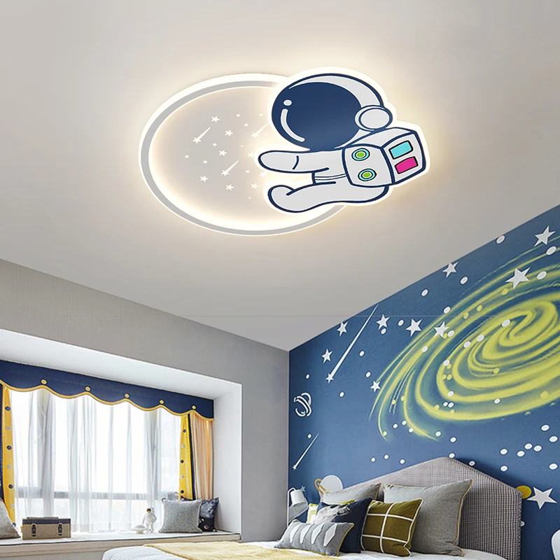 

Moon Astronaut Ceiling Lamp For Children Boy Bedroom led Ceiling Lights Cartoon Spaceman Ceiling Chandelier Kids Baby room Light