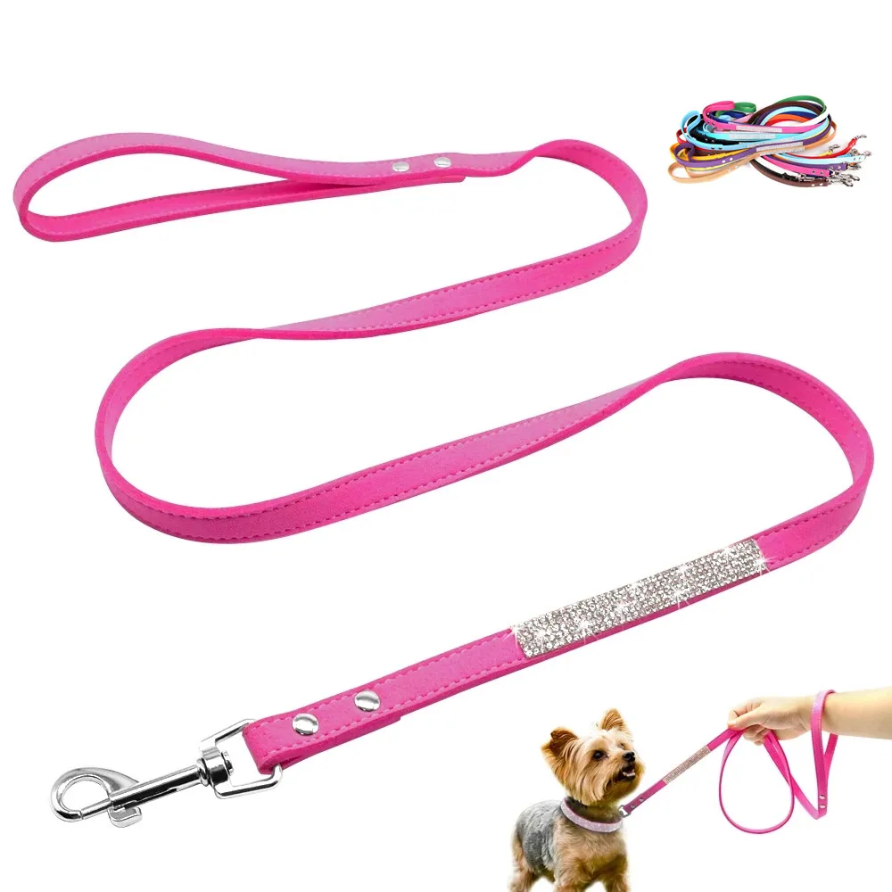 Correa de perro con diamantes de imitación a la moda para mascotas, correas brillantes para gatos y cachorros, correas para caminar para perros pequeños, gatos, Chihuahau, Yorkshire, peluche de 120cm