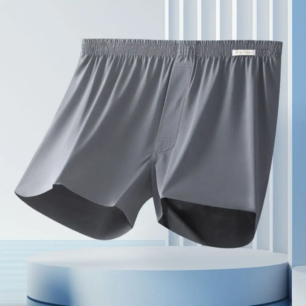 

Дышащие однотонные мужские трусы-боксеры бесшовные больших размеров из ледяного шелка со средней посадкой, нижнее белье для мужчин и мальчиков