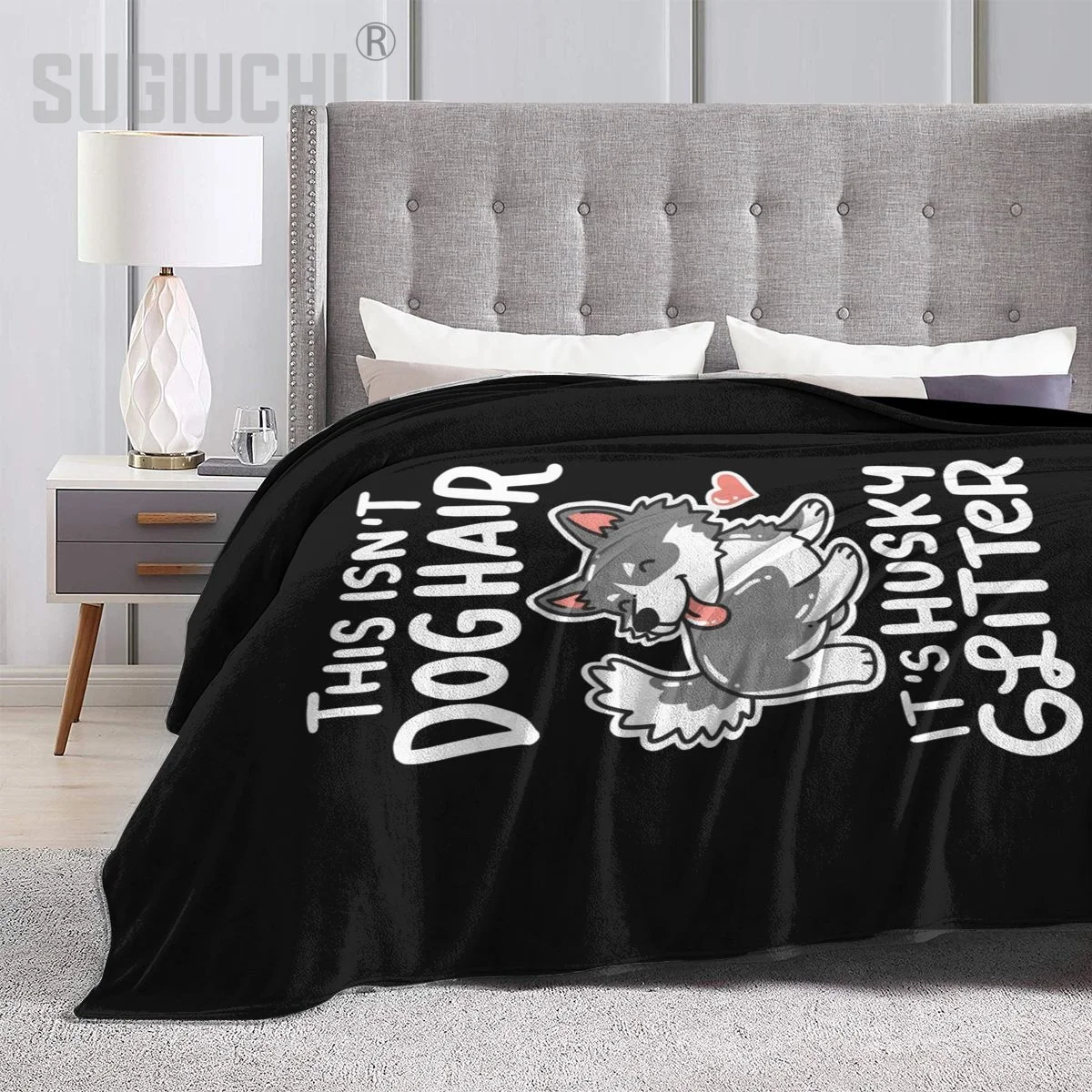 This Isn't Dog Hair It's Siberian Husky Huskies Glitter Blanket Flannel Multifunction Outdoor Camping Sofa Cover Single