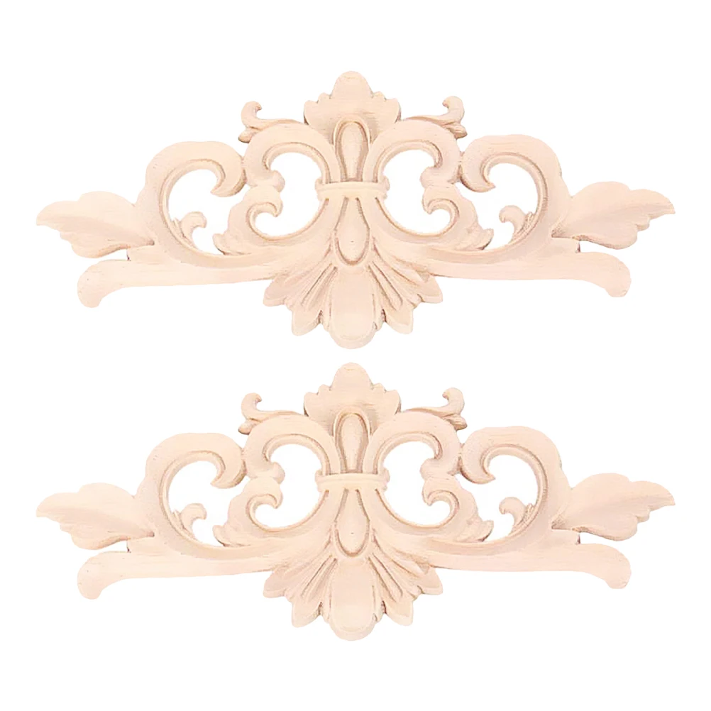 

2pcs Solid Wood Carved Onlay High-Quality Material Home Decor Furniture Party DIY Wooden Decal Ornament