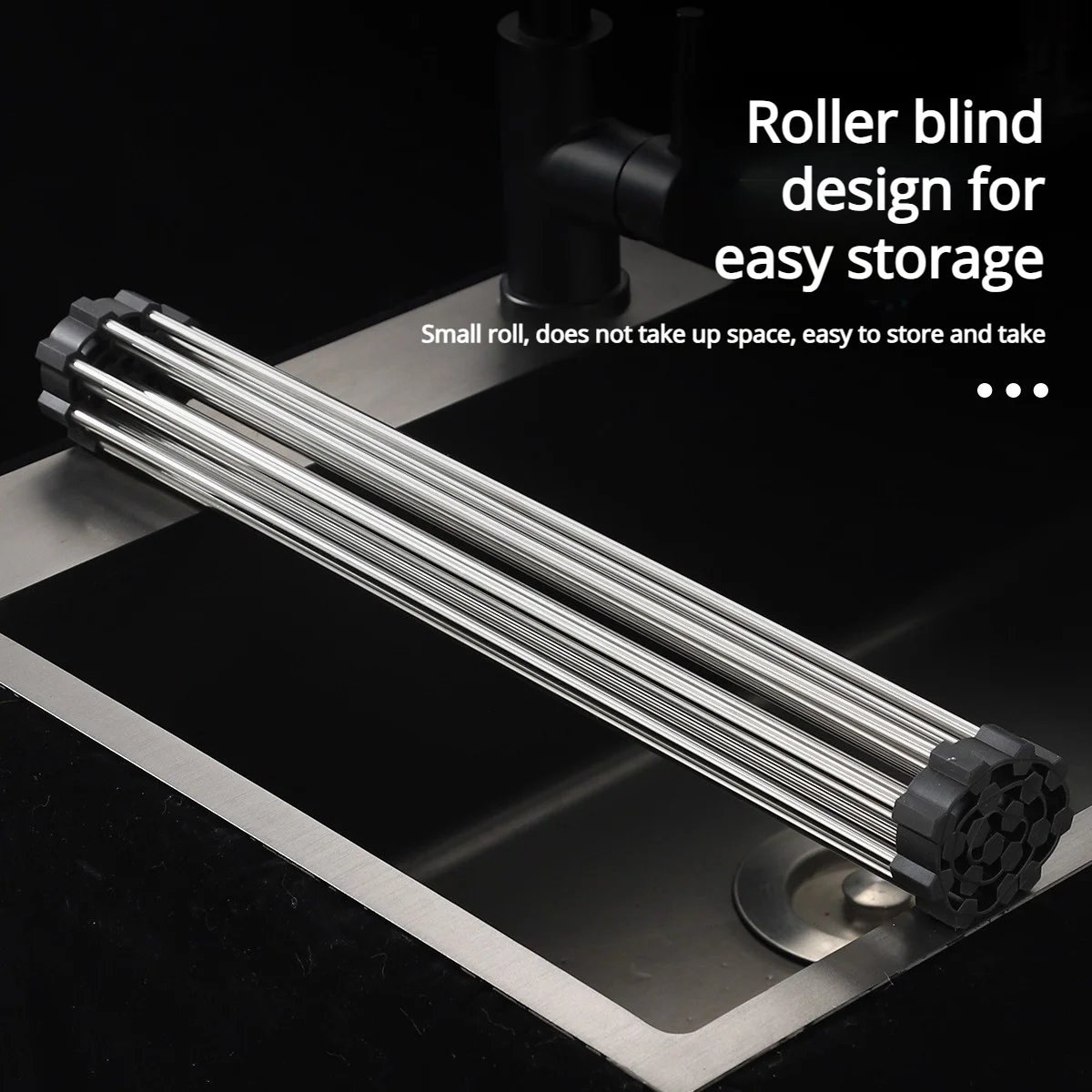 Silicone Rubber Roller Shutter Sink Water Filter Rack, Bowl, Plate Chopstick Storage Rack, Foldable Kitchen Water Draining Rack