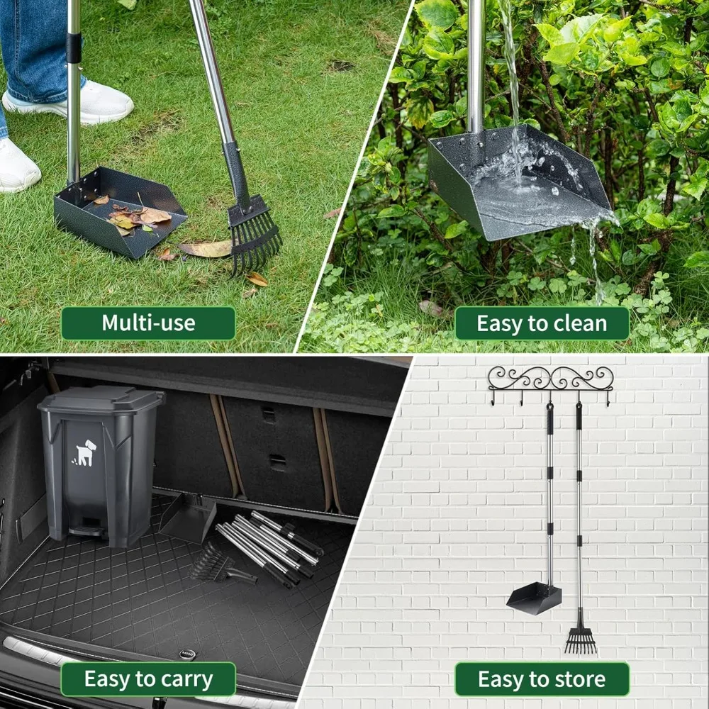 

Набор для уборки собачьих экскрементов с длинной ручкой, совком и пакетами для отходов, съемным внутренним ведром и мусорным баком 20 л для маленьких и крупных собак