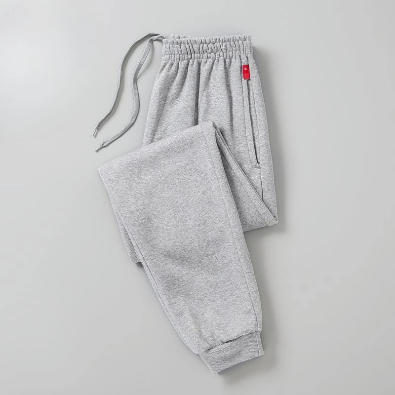 Versatile Blue Joggers Men Thin Fleece Lined Loose Breathable Casual Trousers
