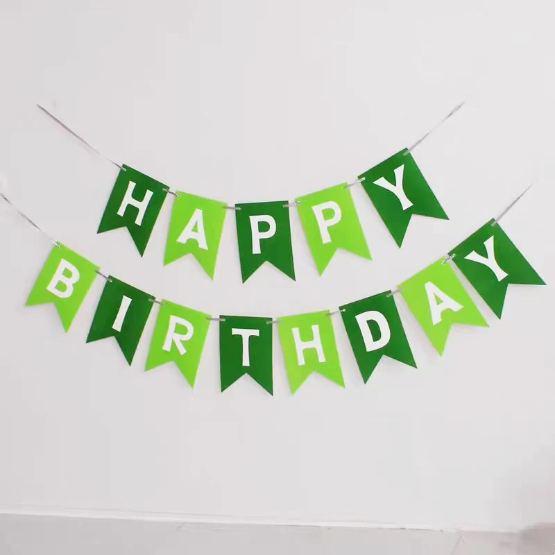 Chicinlife green Happy birthday Banner Jungle Animal dinosaur theme Birthday Party Decoration kids 1st birthday Supplies