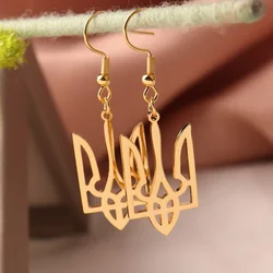 Stainless Steel Ukraine Trident Drop Earrings for Women Flag Charm Ukrainian Symbols Pendant Earrings Solidarity Ethnic Jewelry