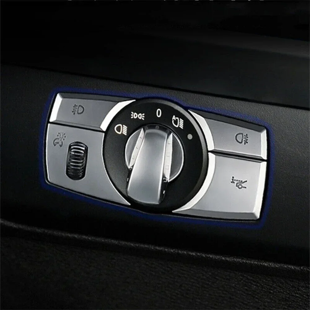 5Pcs Auto Car Headlight Switch Button Knob Cover Trim Sticker For BMW E70 X6 E71 Car Interior Sticker Accessories