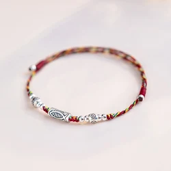 Chinese Style Lucky Koi Fish Handmade Braided String Bracelet Fashion Couple Adjustable Bracelets Friends Birthday Gifts