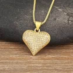 AIBEF Romantic Heart Shape Gold Color Pendant Women Necklace Copper Zirconia Jewelry Accessories Beautiful Lover Birthday Gift