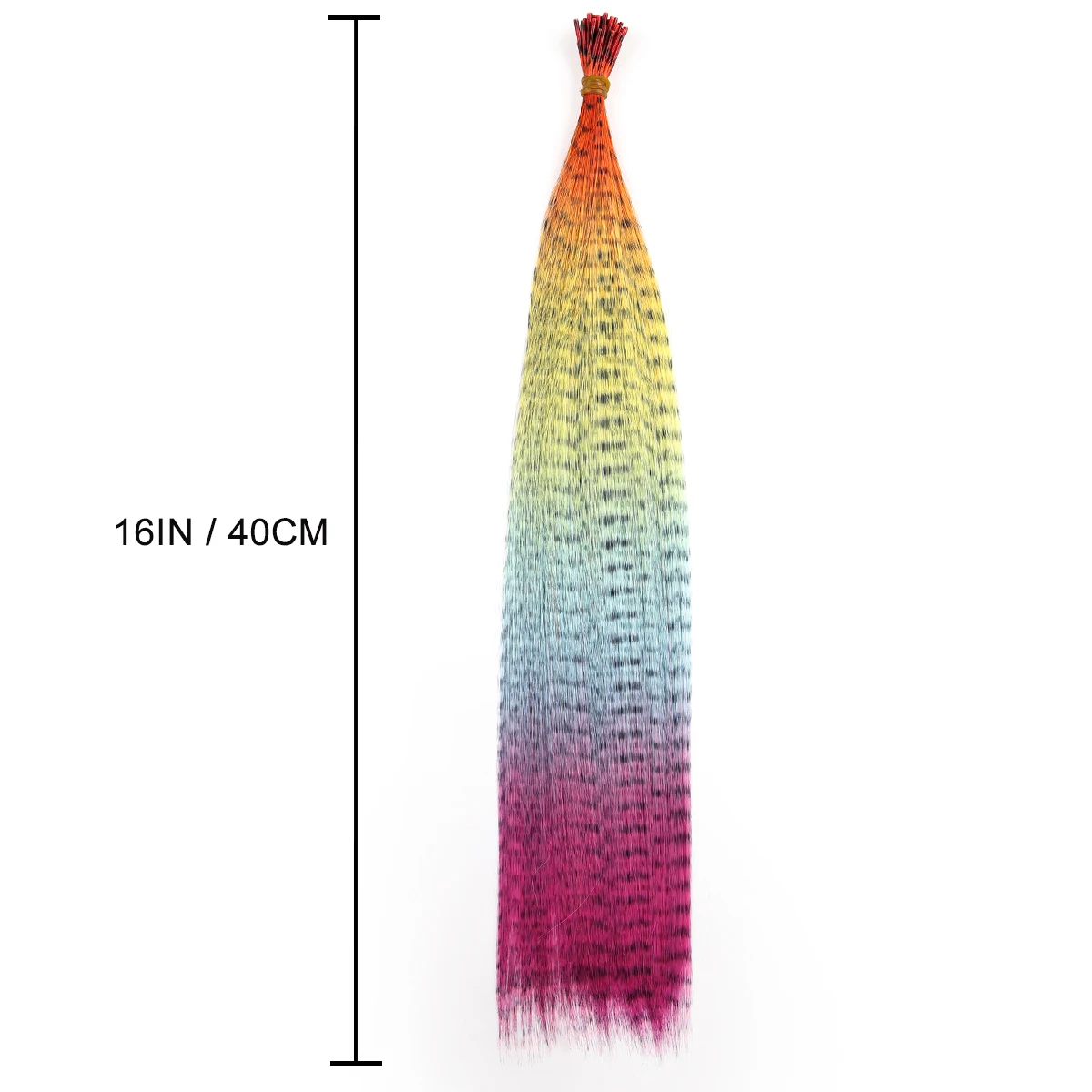 50 Pieces 16Inch Colored Synthetic Hair， Feather Colorful False Extension Mixed Color Straight ， Fashion Party Chistmas New Year