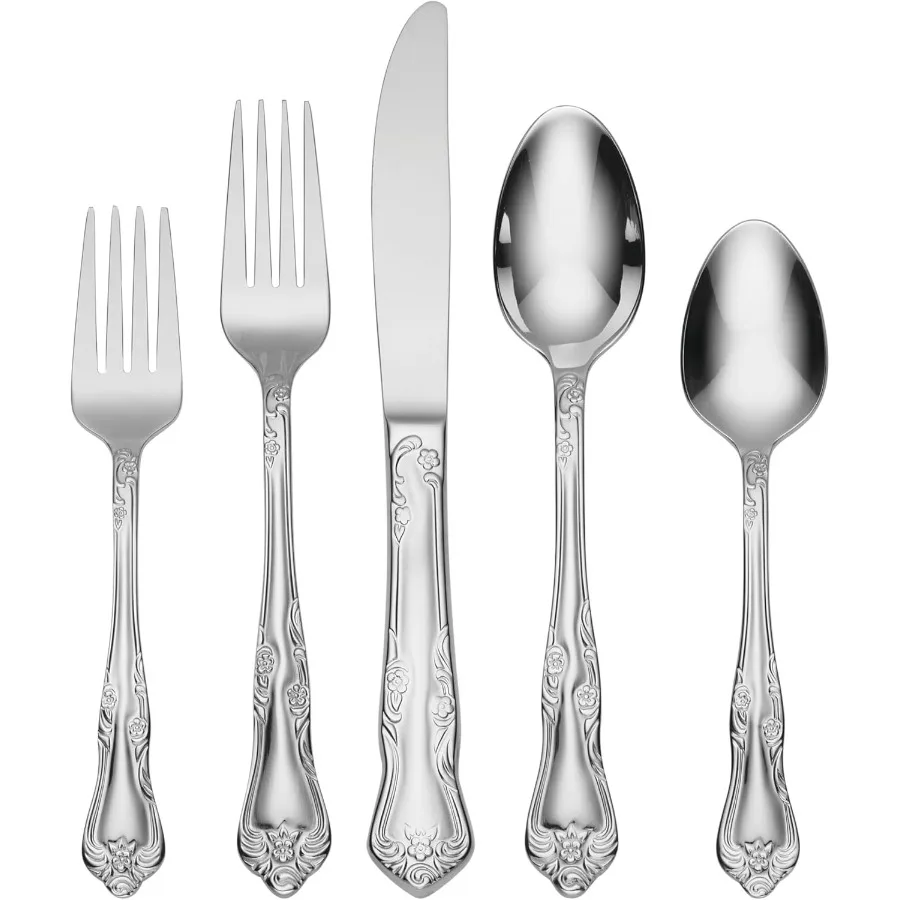 

Azalea 20 Piece Everyday Flatware Service for 4 18 0 Stainless Steel Silverware Set Dishwasher Safe Silver