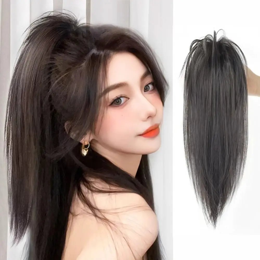 Chicken Nest Head Hair Bag Synthetic Natural Short Straight Ponytail Half Ponytail Wig Claw Clip Ponytail Pony Tail Hairpiece