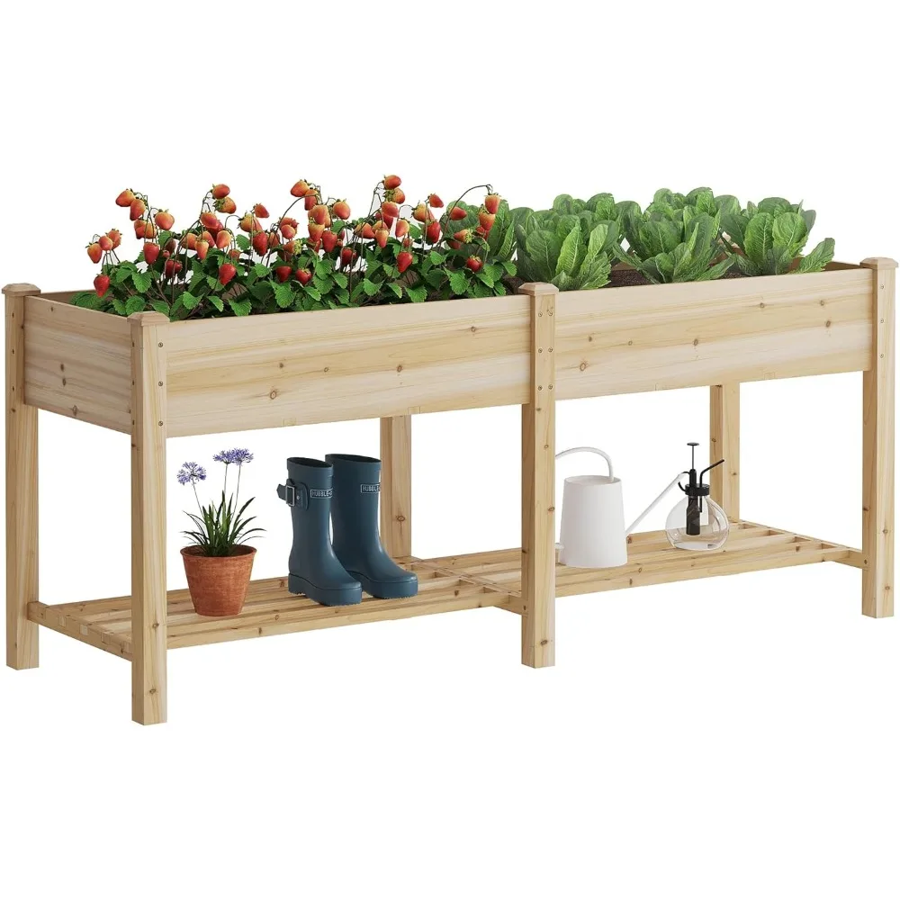 Letto da giardino rialzato con gambe supporto per fioriera in legno rialzato per la coltivazione della scatola di supporto per fioriera grande rinforzata rialzata nel cortile