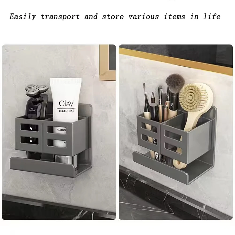 Hole-free Multifunctional Toothbrush Holder Bathroom Razor Hair Comb Toothbrush Storage Rack Wall-Mounted Bathroom Supplies New