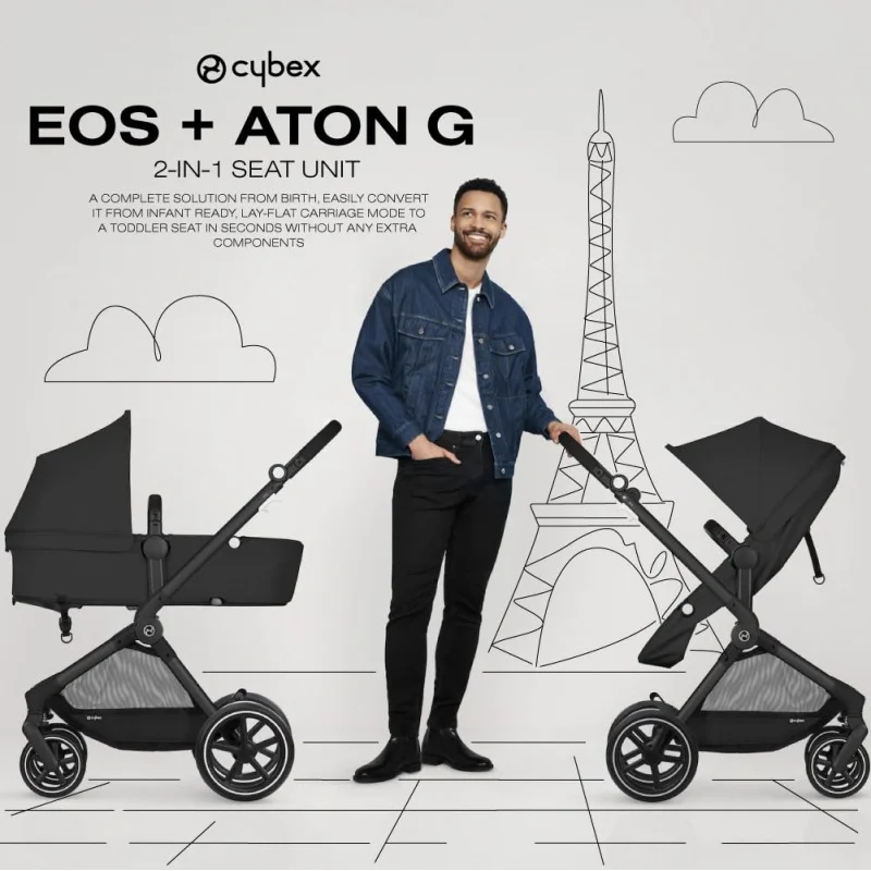 عربة نظام سفر Cybex EOS-5-in-1 ، خفيفة الوزن ، مقعد سيارة للرضع 2G ، رمادي حمم