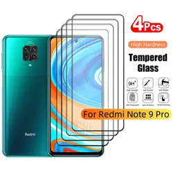 4Pcs For Xiaomi Redmi Note 9 Pro Glass Redmi Note 9 Pro Tempered Glass Full Cover Glue 9H HD Screen Protector Redmi Note 9 Pro