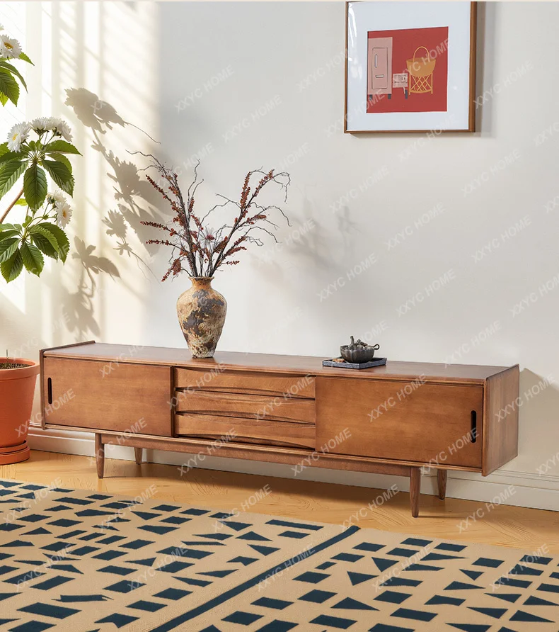 L*Medieval sliding door solid wood TV cabinet  retro TV cabinet