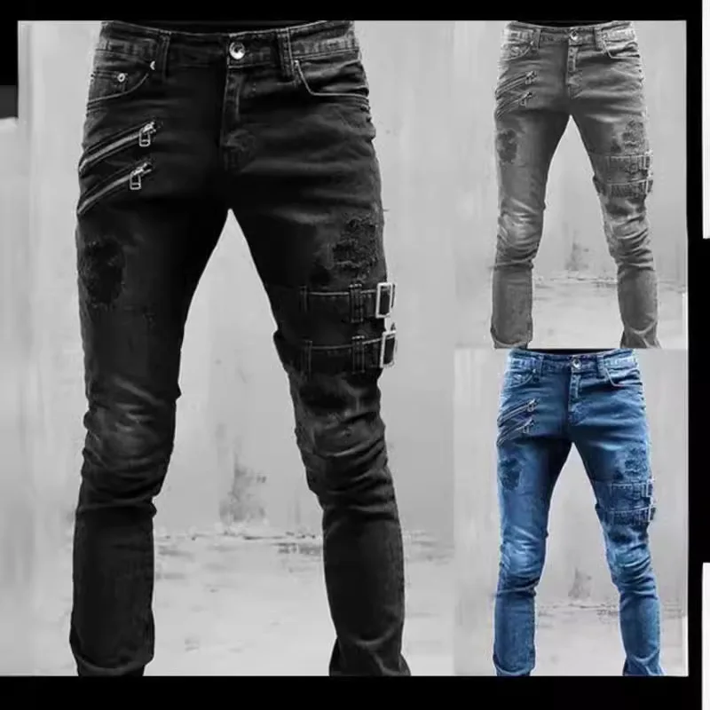 

Large Size Slim Fit Men's Jeans mid Waist Cotton Straight Leg Jeans Youth Faion Summer Comfortable Non Deformable