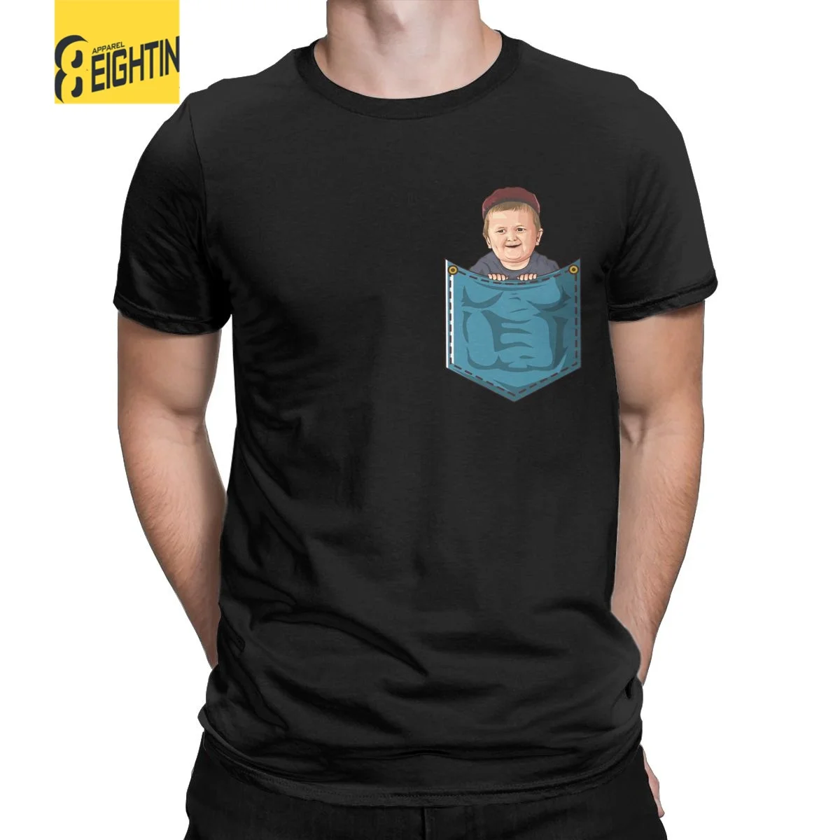 Hasbulla Pocket Magomedov Men's T Shirts Funny Khabib Novelty Tees Short Sleeve Crewneck T-Shirt 100% Cotton Printing Clothes