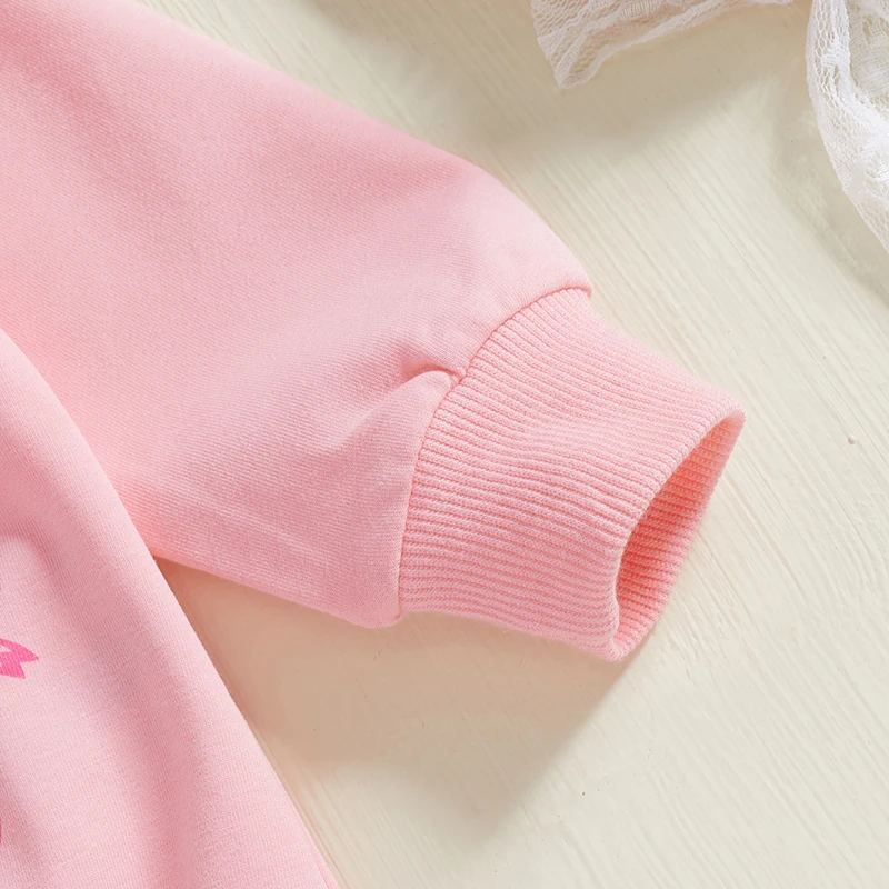 Sweat-shirt à Manches sulfet Pantalon artificiel astique pour Bébé Fille, Tenues d'Automne avec Lettres Imprimées et Nministériels d, Vêtements Mignons 2 Pièces