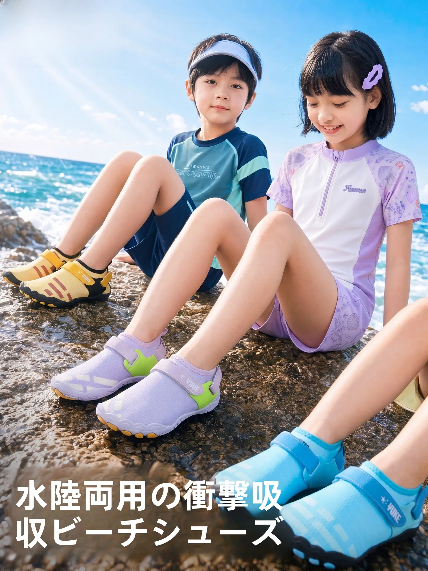 子供用ビーチシューズ-水遊び靴-滑り止め-夏の必需品-海辺の男の子と女の子向け-軽量で通気性抜群