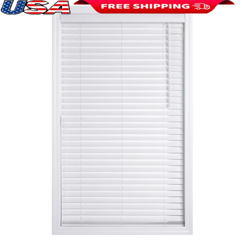 

Cordless Faux Wood Horizontal Blinds 2 Inch Moisture Resistant Light Control Thermal Insulation Easy Installation Includes