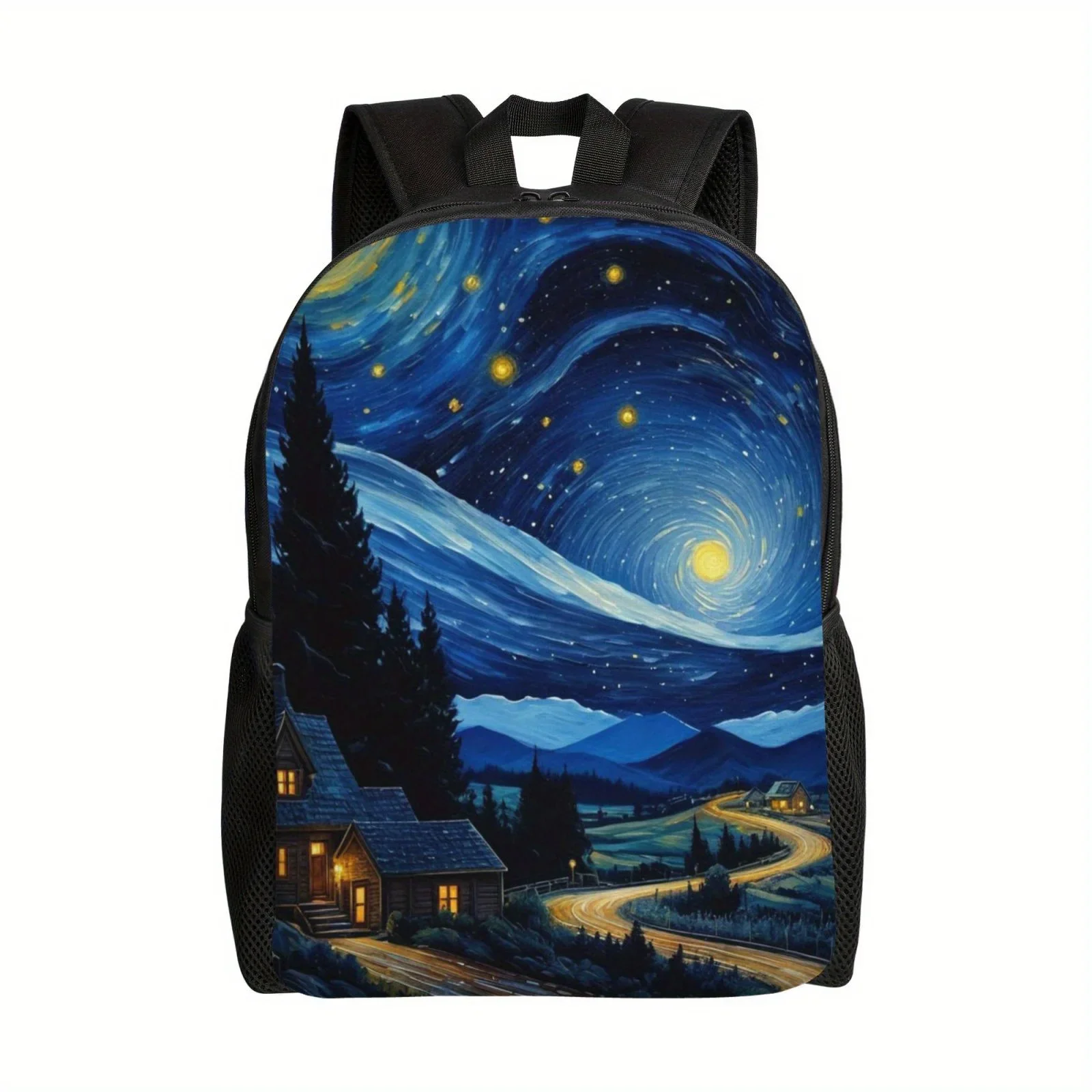 Galaxy Sky Print Cool Lightweight Backpack with Side Pocket for Water Bottle, Casual Schoolbag for Young Men and Women Commuting