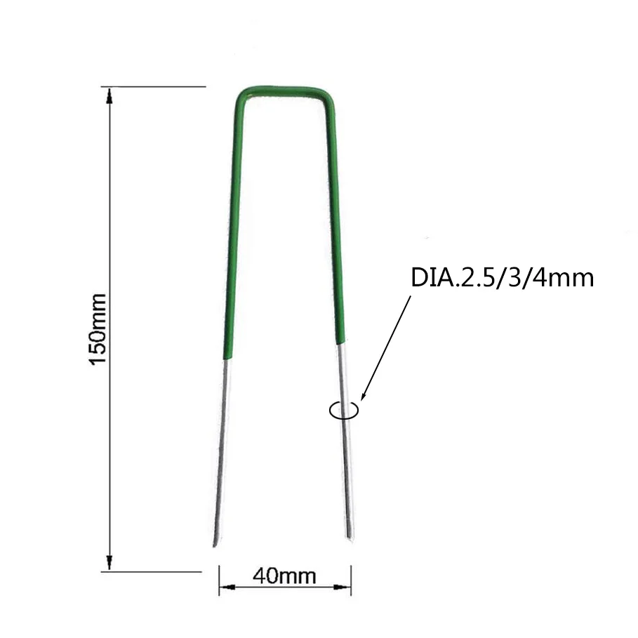 U-Shaped Garden Netting Pegs, Pegs, Stake, Durável e Corrosão, Nail Pins, Pilha para Gramado, Relvado, Anti-Bird, Fixação de Malha