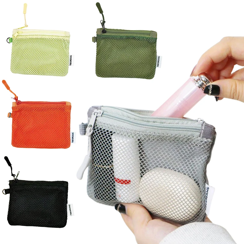 คู่ซิปตาข่ายหูฟังป้องกันกระเป๋ามินิแต่งหน้ากระเป๋า Home Travel กระเป๋าเหรียญลิปสติกกระเป๋า