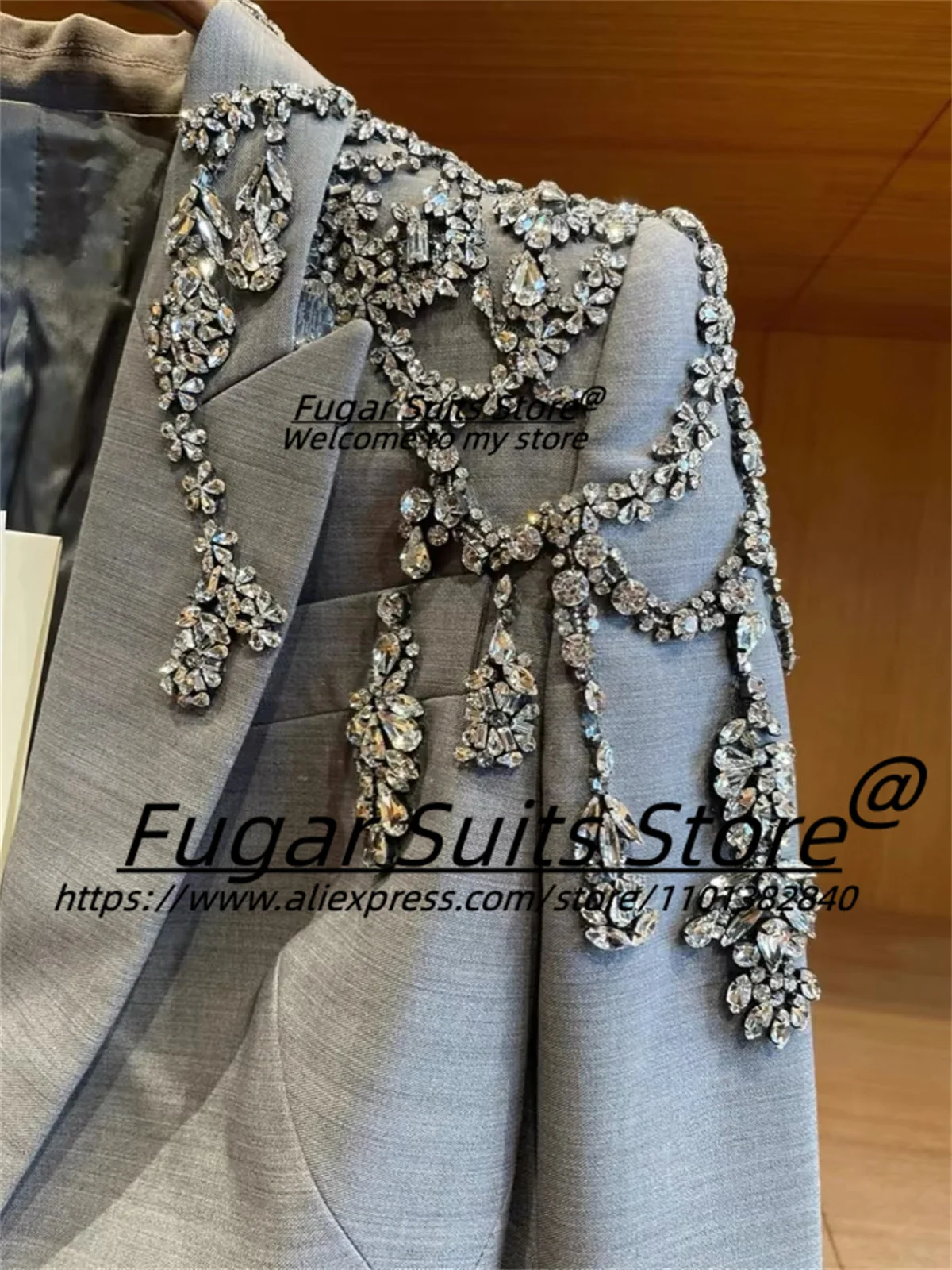 Esmoquin Formal con ajuste de diamantes para Hombre, traje elegante de alta gama, ajuste Delgado, solapa de pico, conjunto de 2 piezas, Blazers lujosos para Hombre