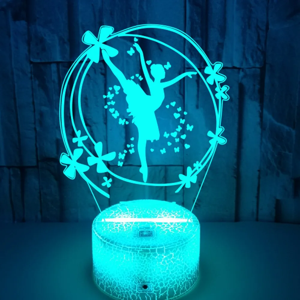 Nighdn-Ballet 3D Veilleuse pour Bol, Cadeau d'Anniversaire, 7 Documents Proxy Touch, Lumière Visuelle LED, Lampe de Table, Décoration de Chambre