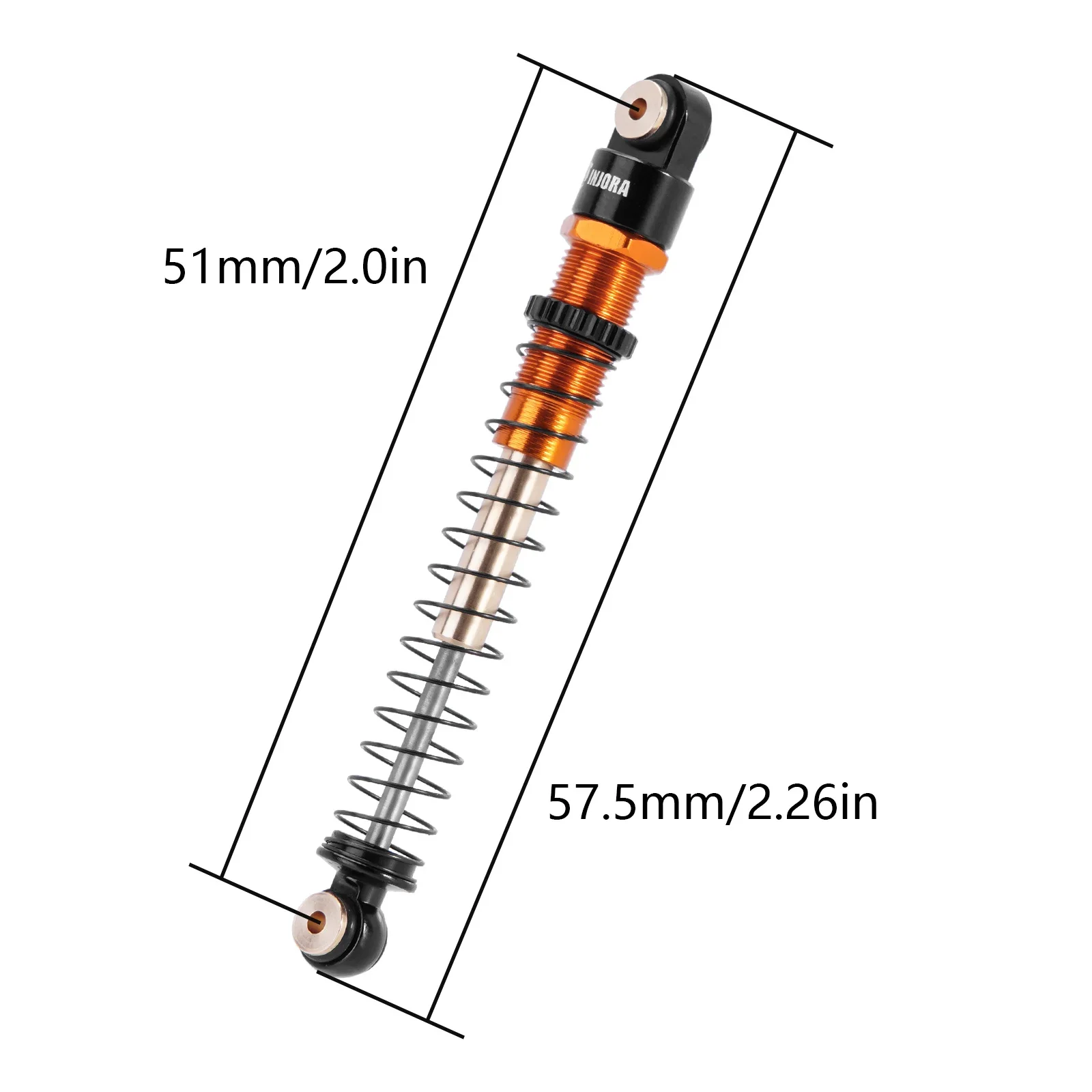 INJORA 51mm Aluminum Long Travel Threaded Double Barrel Shocks for 1/24 RC Crawler Axial AX24 SCX24 Upgrade