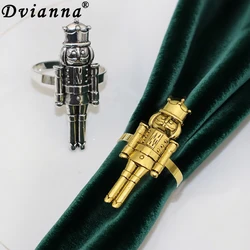 4Pcs Nutcracker Napkin Rings Christmas Nutcracker Decors Napkin Buckles Nutcracker Soldier Napkin Clips HWM221