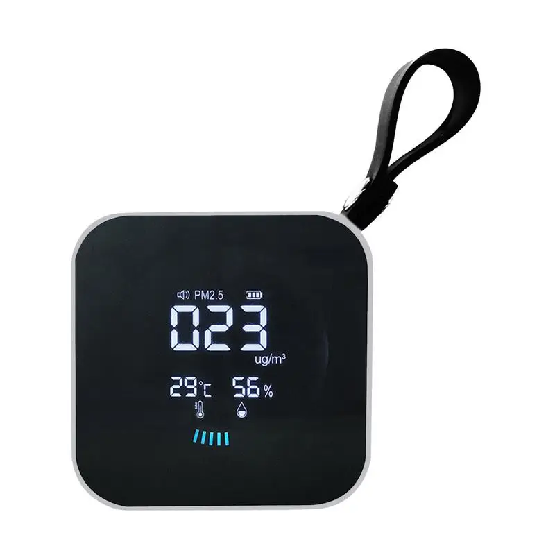 

Воздушный монитор PM2.5 Светодиодный дисплей Маленький с ремешком Type-C Зарядный монитор качества воздуха Портативный многоцелевой монитор влажности