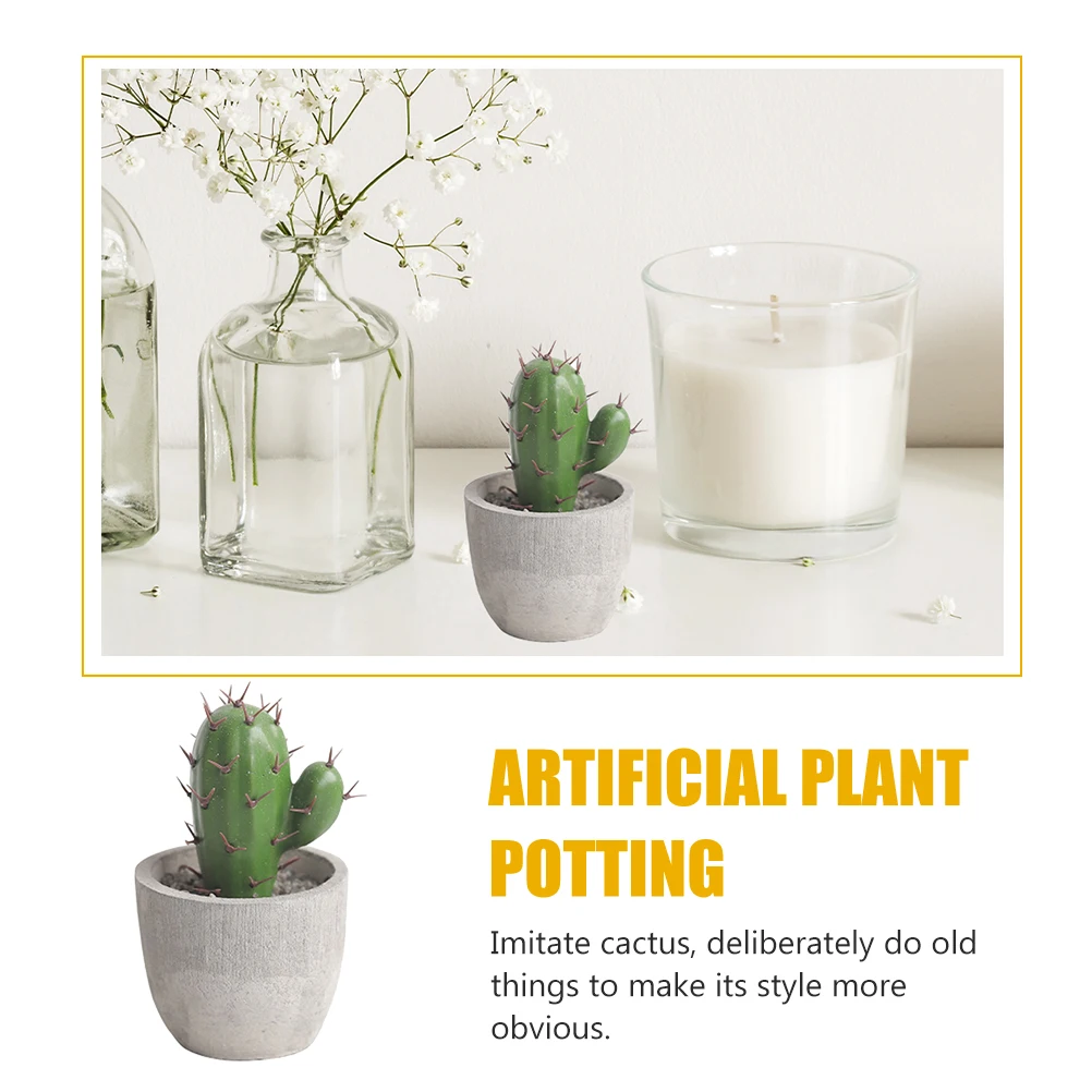 

2Pcs Simulation Faux Cactus Mini Bonsai Potted Plant Indoor Outdoor Decorative Artificial Plant Ornament Cactus Decor