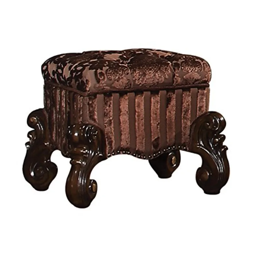 Versailles Cherry Oak Vanity Stool for bathroom use, solid wood construction, rich cherry finish, ergonomic design with padded