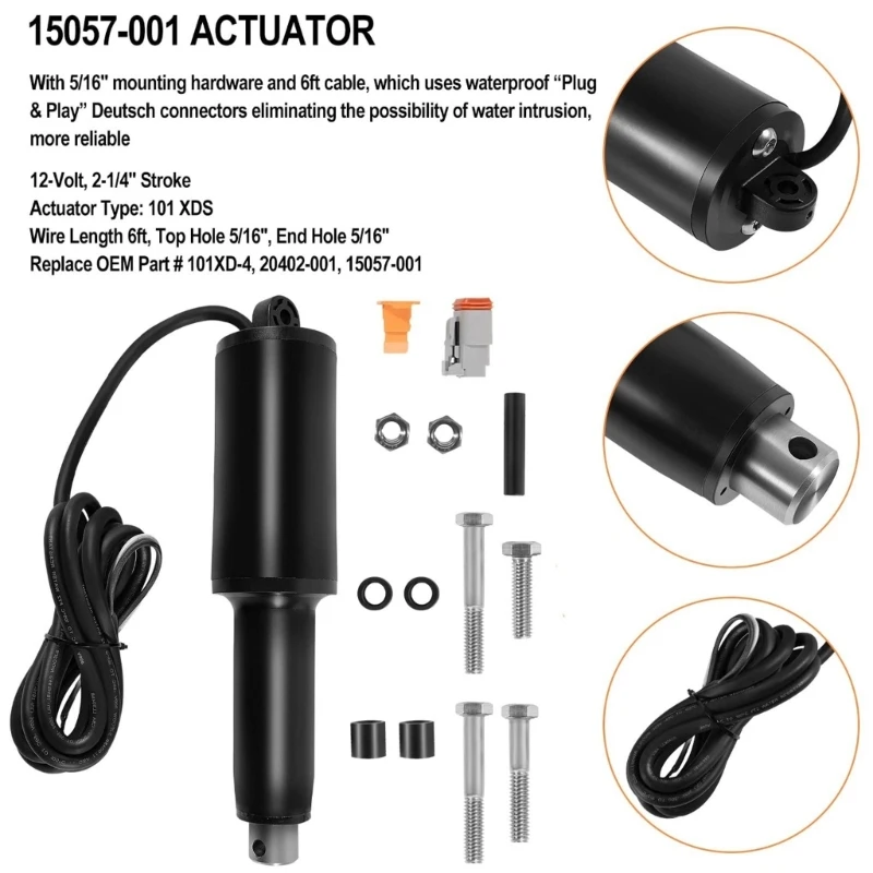 Actuator Trim Tabs 15057-001 20402-001 101XD-4 for 2009 to Present Air Boat Trim Tab Actuator for Lenco Marine Actuators