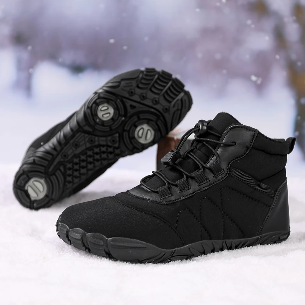 Women Men Barefoot Shoes Waterproof Short Shaft Ankle Boots Anti-Slip Snow Boots Outdoor Casual Sneakers Winter Warm Shoes 2023