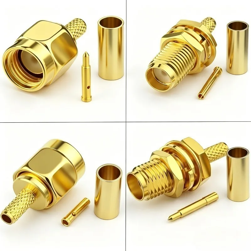 2/10pcs SMA Male Crimp Connector RF Coaxial SMA Plug for RG316 RG174 LMR100 RG58 Cable 50 Ohm Gold Plated