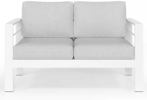 Outdoor Loveseat Patio Furniture Sofa, All-Weather Metal Outdoor Couch with Cushions,Light Grey