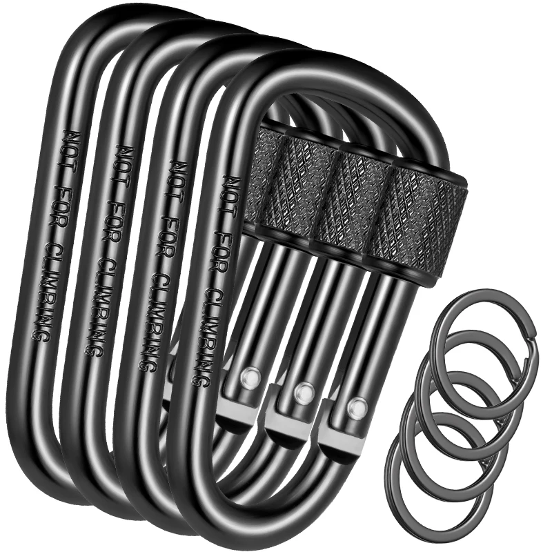 Aluminum Alloy Carabiner Safety Buckle Keychain With Lock Climbing Button D-shape Carabiner Camping Hiking Hook Multi Colors