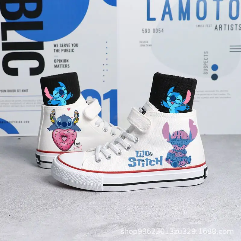 Kids Canvas Shoes Cartoon Lilo & Stitch Sport Shoes Children Fashion Print Sneakers Shoes Boys Girls Tennis Shoes Without socks