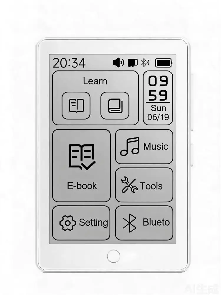 Odtwarzacz MP3 z ekranem E-Ink 2,7 cala, Bluetooth 5.4, 45 godzin czytania, 36 godzin muzyki, obsługa kart TF do 192 GB, wytrzymała obudowa z aluminium. — 2