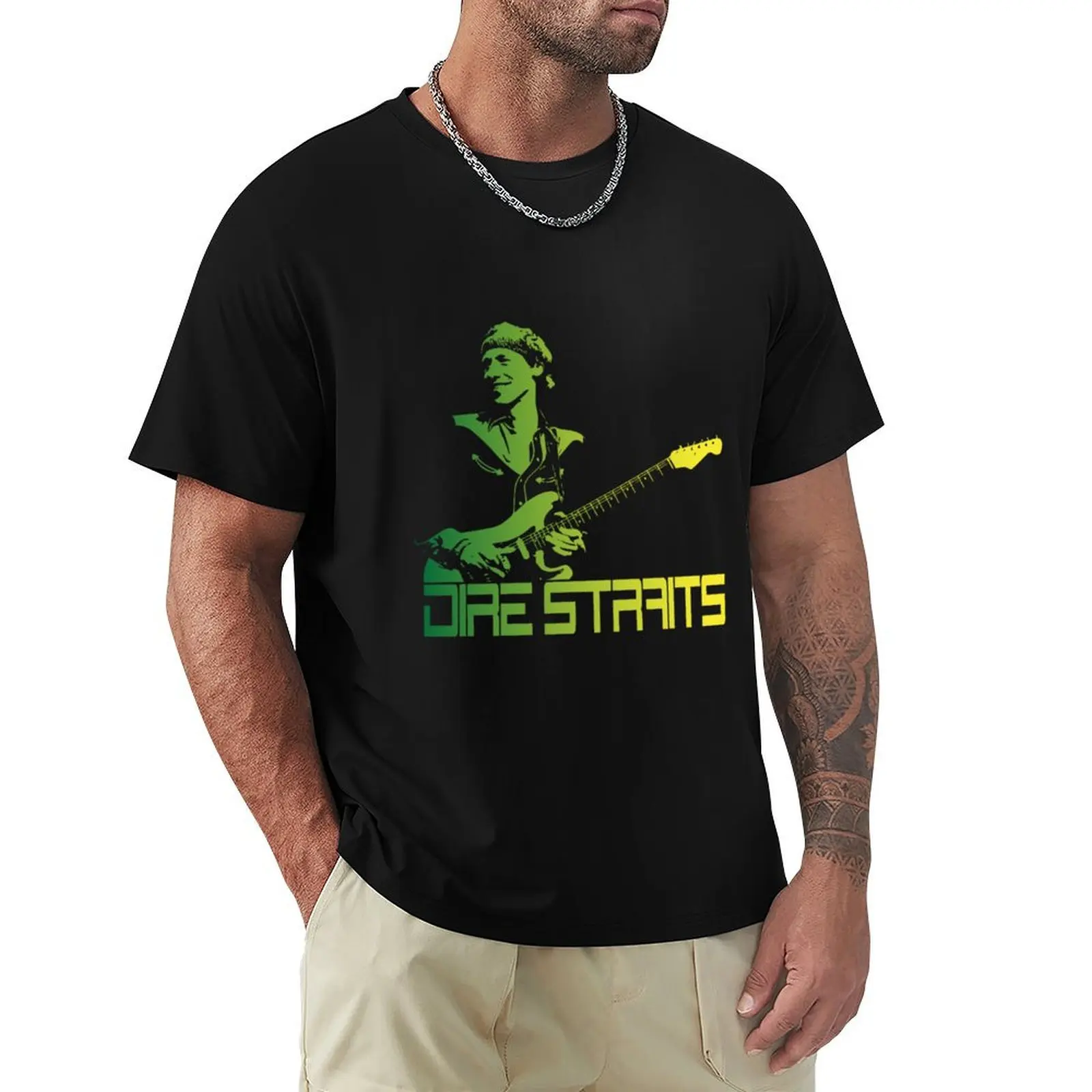 

Dire Straits Rock band watercolor art and designs T-Shirt Daily Wear Plain Short Sleeve Shirt